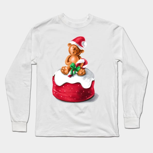 Christmas Bear Cake Long Sleeve T-Shirt by Svetlana Pelin